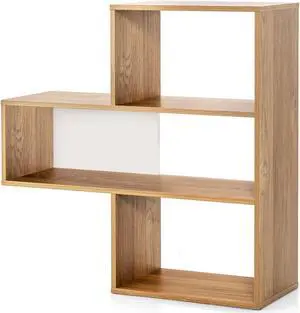 SlickBlue Convex Bookshelf 3-Shelf Open Bookcase Room Organizer with Anti-Toppling Device