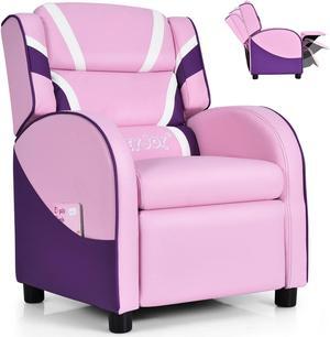 SlickBlue Kids Leather Recliner Chair with Side Pockets