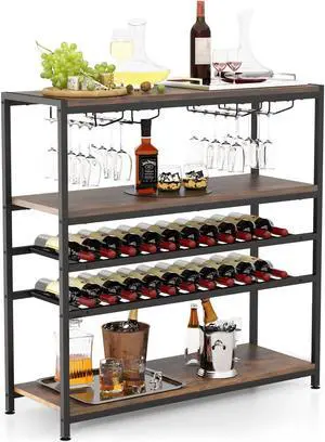 SlickBlue 5-tier Wine Rack Table with Glasses Holder