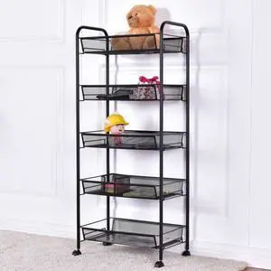 SlickBlue Black 5 Tier Storage Rack Trolley Cart