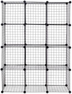 SlickBlue DIY 12-Cube Metal Grid Wire Storage Cubes For Storage