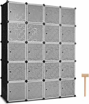 SlickBlue 20-Cube DIY Plastic Cube Storage Organizer with Doors