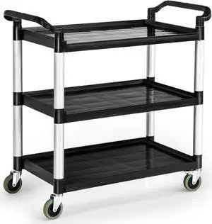 SlickBlue 3-Tier Utility Service Cart with Lockable Wheels and Double Handles