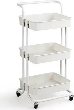 SlickBlue 3-Tier Utility Cart Storage Rolling Cart with Casters