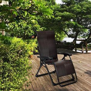 SlickBlue 2PCS Patio Rattan Zero Gravity Lounge Chair