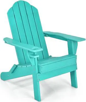 SlickBlue Foldable Weather Resistant Patio Chair with Built-in Cup Holder