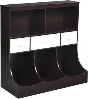 SlickBlue Freestanding Combo Cubby Bin Storage Organizer Unit W/3 Baskets