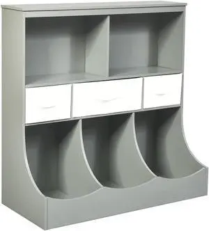 SlickBlue Freestanding Combo Cubby Bin Storage Organizer Unit W/3 Baskets