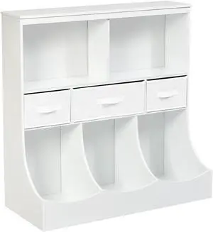 SlickBlue Freestanding Combo Cubby Bin Storage Organizer Unit W/3 Baskets