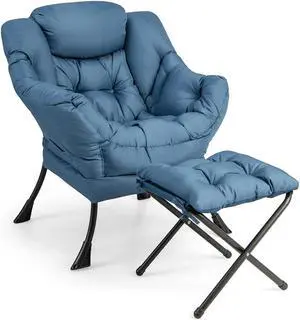 SlickBlue Modern Accent Sofa Chair with Folding Footrest and Side Pocket