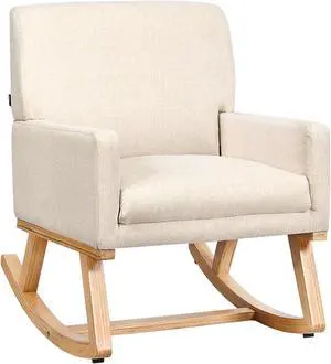 SlickBlue Upholstered Rocking Chair with and Solid Wood Base