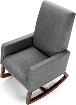 SlickBlue Rocking High Back Upholstered Lounge Armchair with Side Pocket