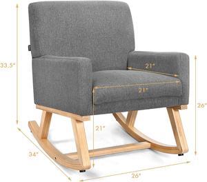 SlickBlue Upholstered Rocking Chair with and Solid Wood Base