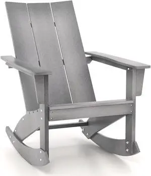 SlickBlue Adirondack Rocking Chair with Curved Back for Balcony-Grey