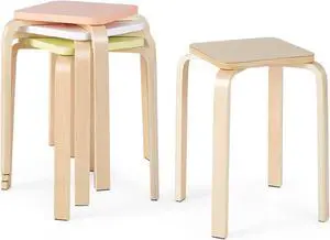 SlickBlue Stackable Stools Set of 4 with Square Top and Rounded Corners
