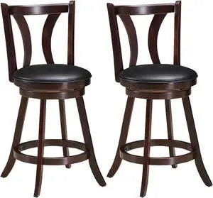 SlickBlue Set of 2 Swivel Bar stool 24 Inch Counter Height Leather Padded Dining Kitchen Chair-24 Inch