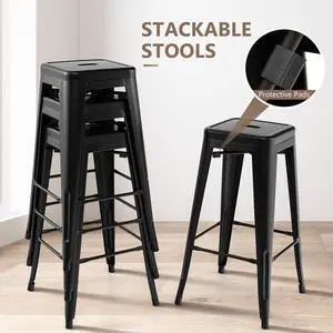 SlickBlue 30 Inch Bar Stools Set of 4 with Square Seat and Handling Hole