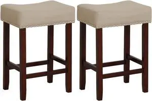 SlickBlue Set of 2 24 Inch Bar Stool with Curved Seat Cushions