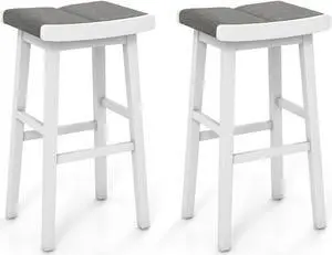 SlickBlue 2 Pieces 26/31.5 Inch Upholstered Saddle Barstools with Padded Cushions-31.5 inches