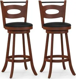 SlickBlue 2 Pieces 24/29 inch Swivel Bar Stools with Curved Backrest and Seat Cushions-29 inches SlickBlue 2 Pieces 24/29 inch Swivel Bar Stools with Curved Backrest and Seat Cushions-29 inches