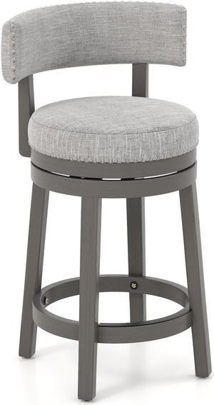 SlickBlue 27/31 Inch Swivel Bar Stool with Upholstered Back Seat and Footrest-27 inches