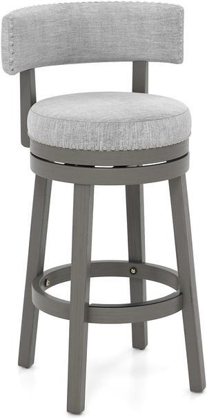 SlickBlue 27/31 Inch Swivel Bar Stool with Upholstered Back Seat and Footrest-31 inches