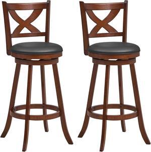 SlickBlue 2 Pieces Classic Counter Height Swivel Bar Stool Set with X-shaped Open Back-30 Inch