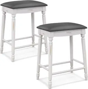 SlickBlue  Bar Stool Set of 2 with Padded Seat Cushions and Wood Legs
