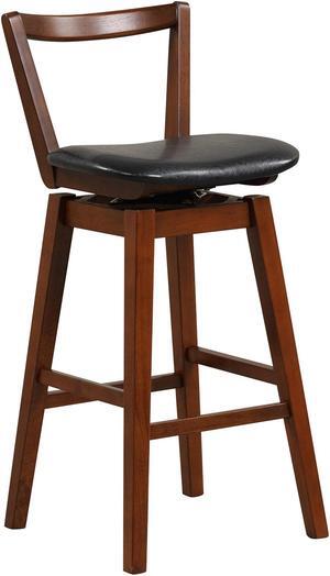 SlickBlue Swivel Upholstered PU Leather Stool with Backrest and Cushioned Seat-30.5 inches