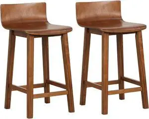 SlickBlue Wood Bar Stools Set of 2 with Solid Back and Seat