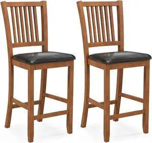 SlickBlue 2-Piece Bar Chair Set Counter Height Bar Stool with Backrest-Walnut