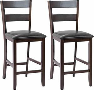 SlickBlue 2-Pieces Upholstered Bar Stools Counter Height Chairs with PU Leather Cover