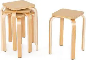 SlickBlue Stackable Stools Set of 4 with Square Top and Rounded Corners