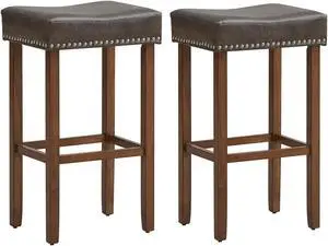 SlickBlue Upholstered Bar Stools Set of 2 with Footrests for Counter