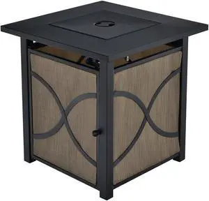 SlickBlue 25 Inch 40000 BTU Propane Fire Pit Table with Lid and Fire Glass