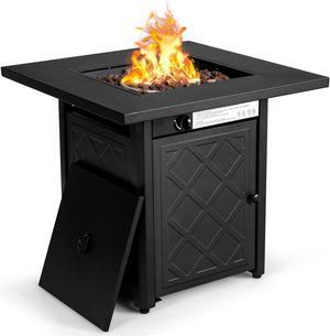 SlickBlue 28 Inch Propane 50 000 BTU Patio Square Gas Fireplace with Lava Rock-Black