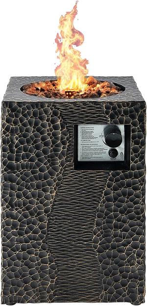 SlickBlue 16 Feet Square Outdoor Propane Fire Pit with Lava Rocks Waterproof Cover 30 000 BTU