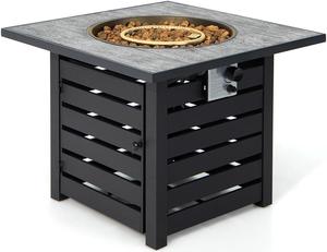 SlickBlue Square Propane Fire Pit Table with Lava Rocks and Rain Cover