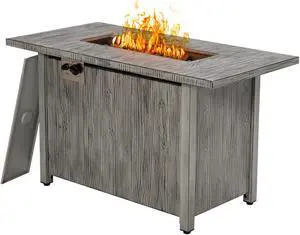 SlickBlue 43 Inch 50 000 BTU Propane Fire Pit Table with Removable Lid-Gray