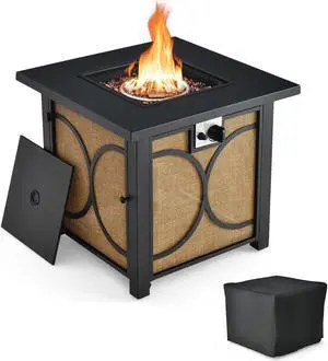 SlickBlue 28 Inch 50000 BTU Outdoor Square Fire Pit Table with Cover