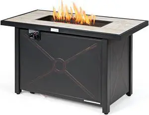 SlickBlue 42 Inch 60000 BTU Propane Fire Pit Table with Ceramic Tabletop