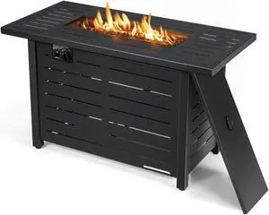 SlickBlue 42 Inch 60 000 BTU Rectangular Propane Fire Pit Table with Waterproof Cover