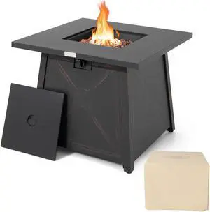 SlickBlue 30 Inch Square Propane Gas Fire Table with Waterproof Cover