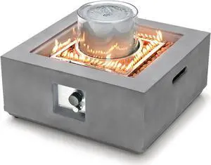 SlickBlue 28 Inch 50000 BTU Patio Square Propane Fire Pit with PVC Cover-Gray