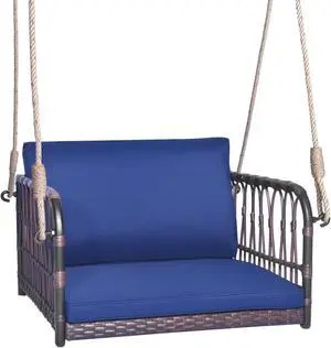 SlickBlue Single Person Hanging Seat with Seat and Back Cushions-Navy