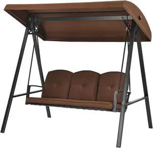 SlickBlue Outdoor 3-Seat Porch Swing with Adjust Canopy and Cushions