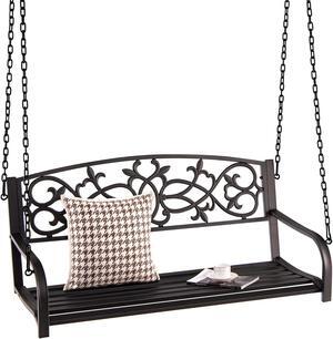 SlickBlue 2-Person Outdoor Porch Metal Hanging Swing Chair with Sturdy Chains