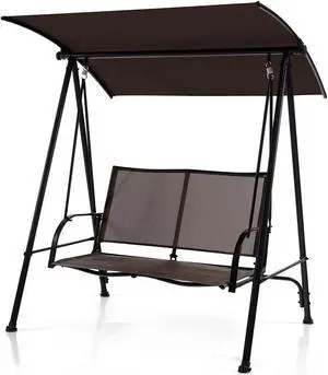 SlickBlue 2-Seat Outdoor Canopy Swing with Comfortable Fabric Seat and Heavy-duty Metal Frame