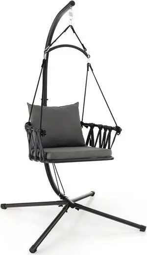 SlickBlue Hanging Swing Chair with Stand-Grey