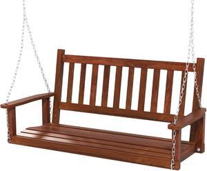 SlickBlue 2-Person Wooden Outdoor Porch Swing with 500 lbs Weight Capacity